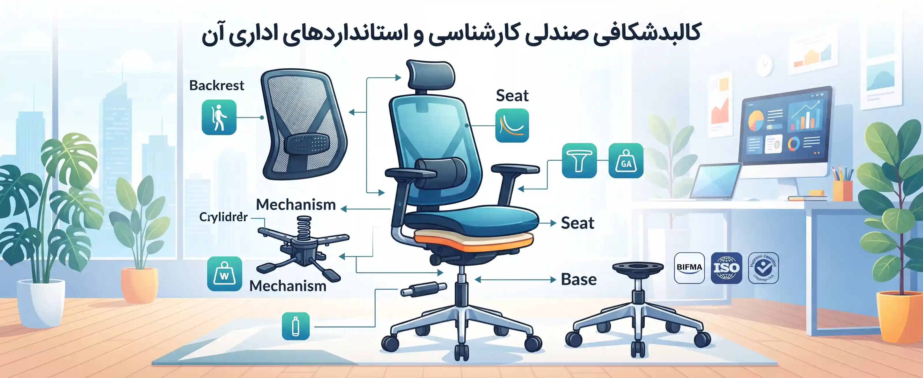 💺 کالبدشکافی صندلی کارشناسی و استانداردهای اداری آن