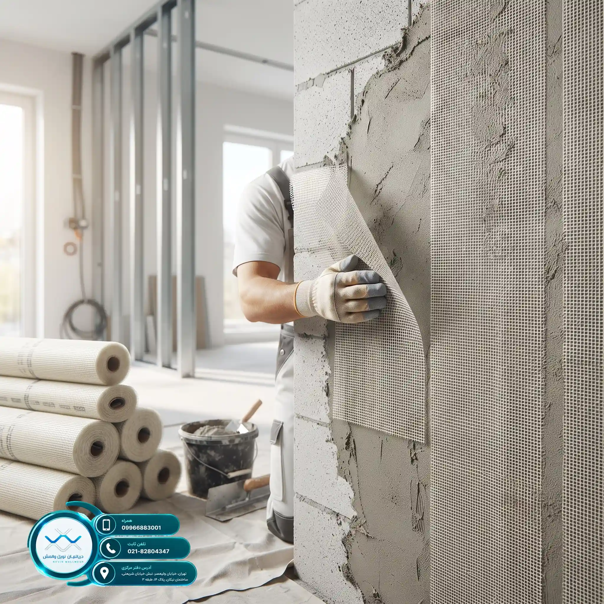 کاهش هزینه اجرای وال مش با مش فایبرگلاس اصل
