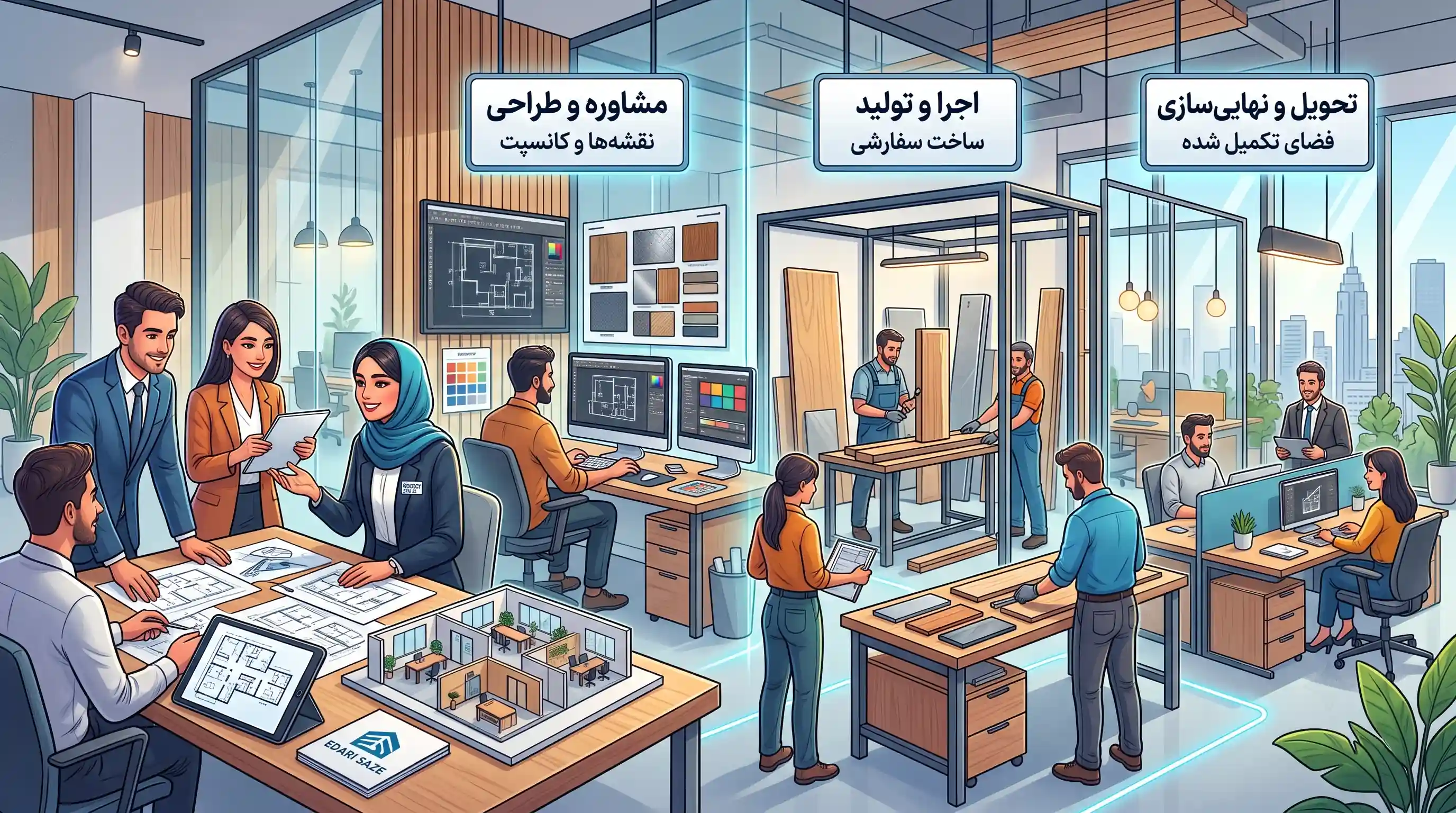 🛠️ مراحل سفارش و اجرای اختصاصی توسط تیم اداری سازه