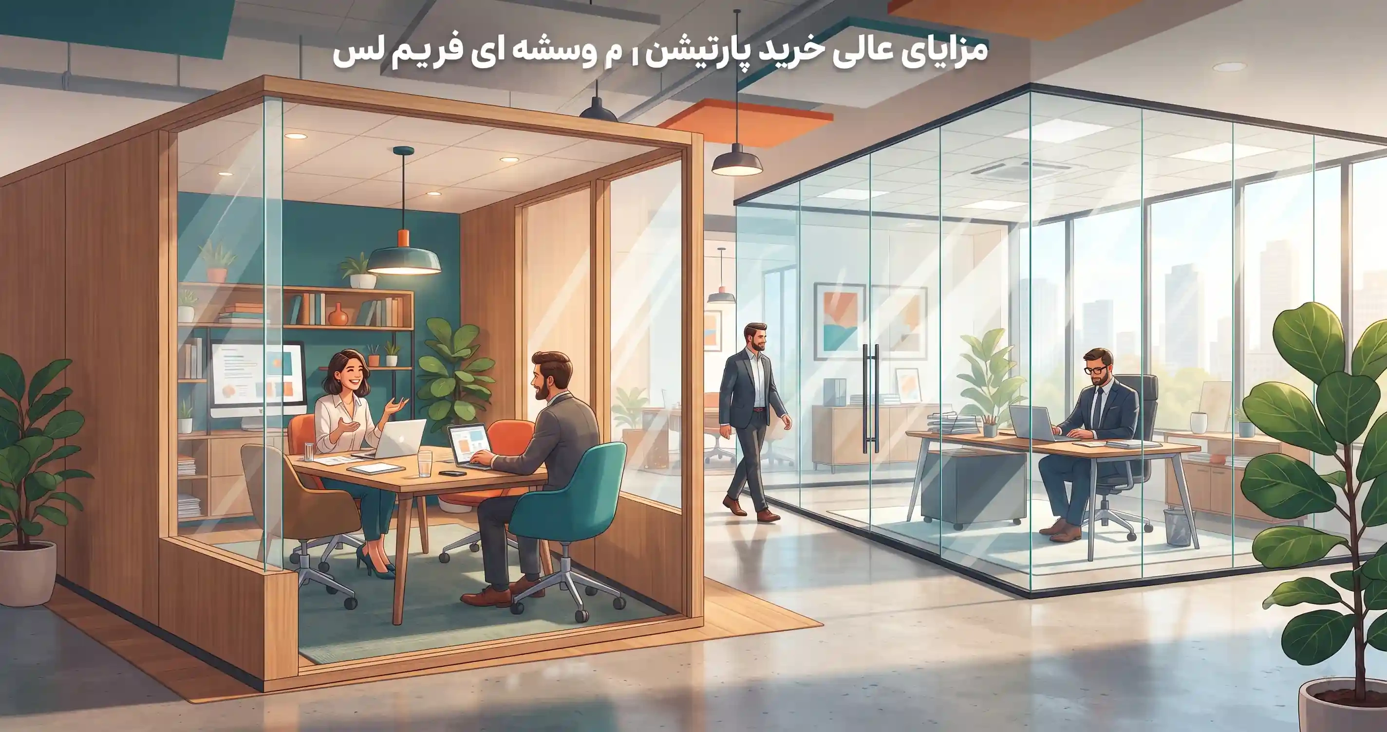مزایای عالی خرید پارتیشن اداری ام دی اف و شیشه ای فریم لس