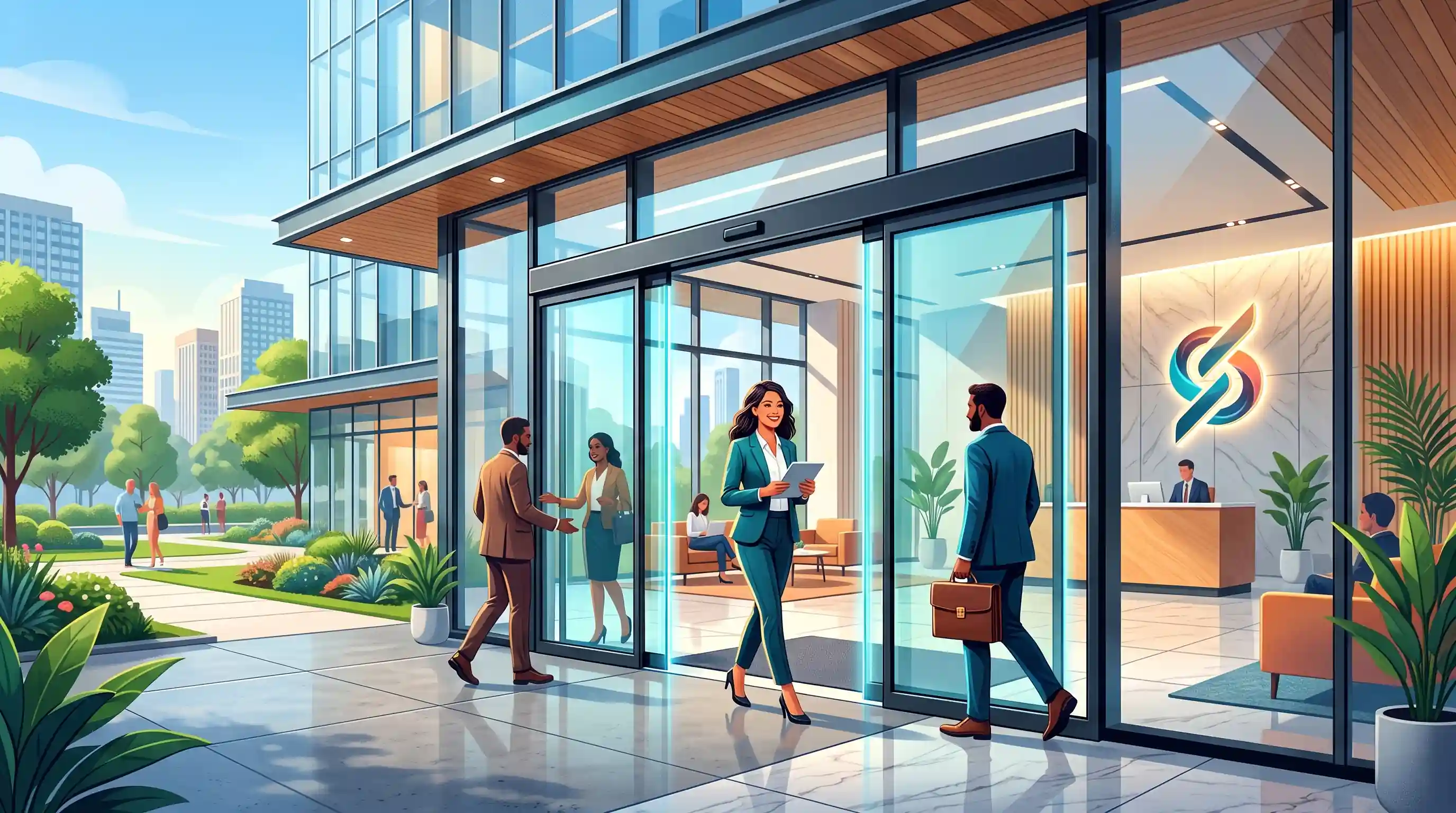 🏢 تاثیر درب اتوماتیک بر زیبایی، رفاه و برندینگ سازمان
