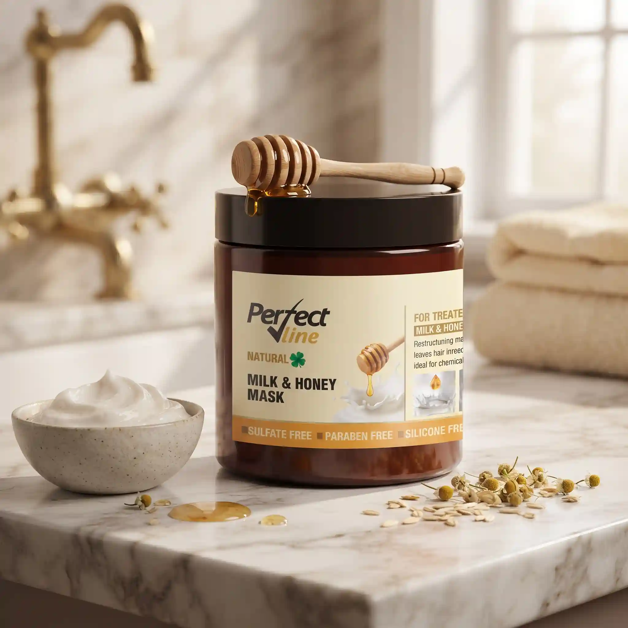 با ماسک موی شیر وعسل پرفکت ﻻین | Perfect Line Milk & Honey Mask طراوت ابریشمی را هدیه دهید