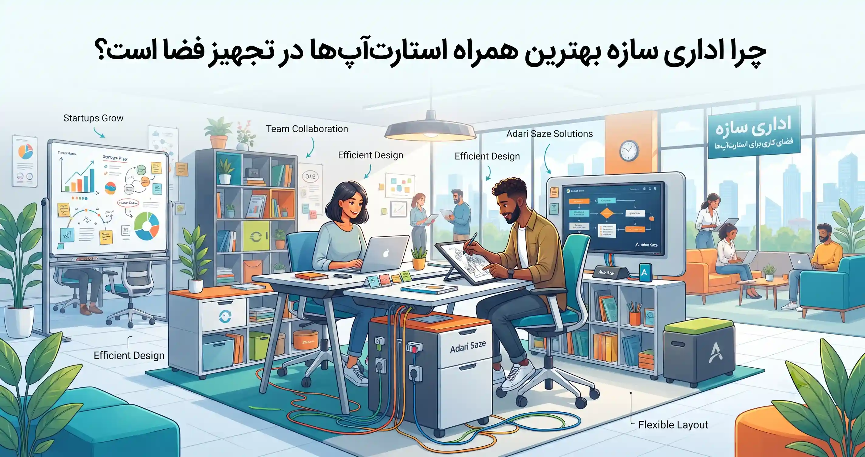 🤝 چرا اداری سازه بهترین همراه استارتآپها در تجهیز فضا است؟