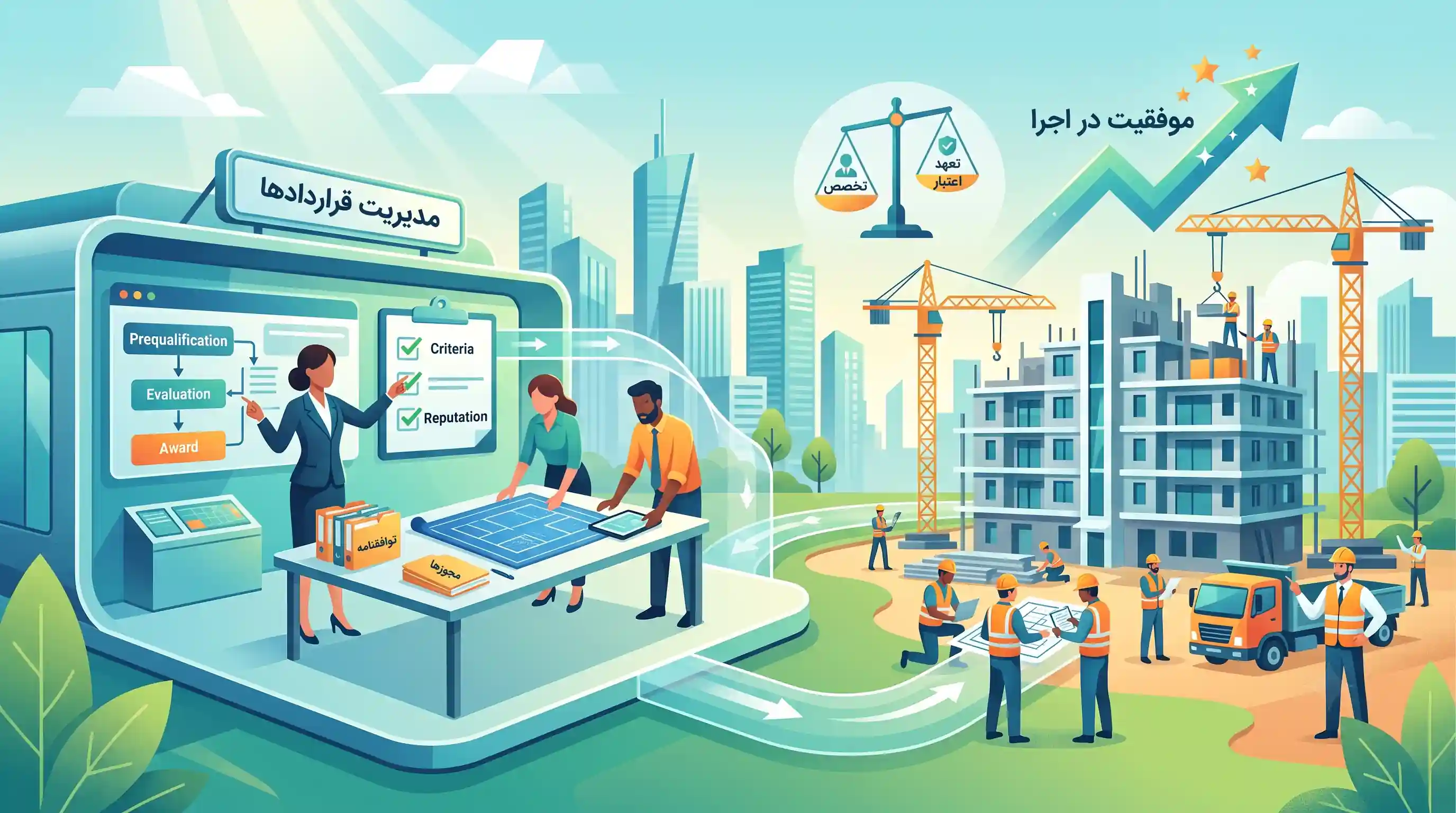 🤝 انتخاب پیمانکار معتبر و نقش اداری سازه در اجرای موفق