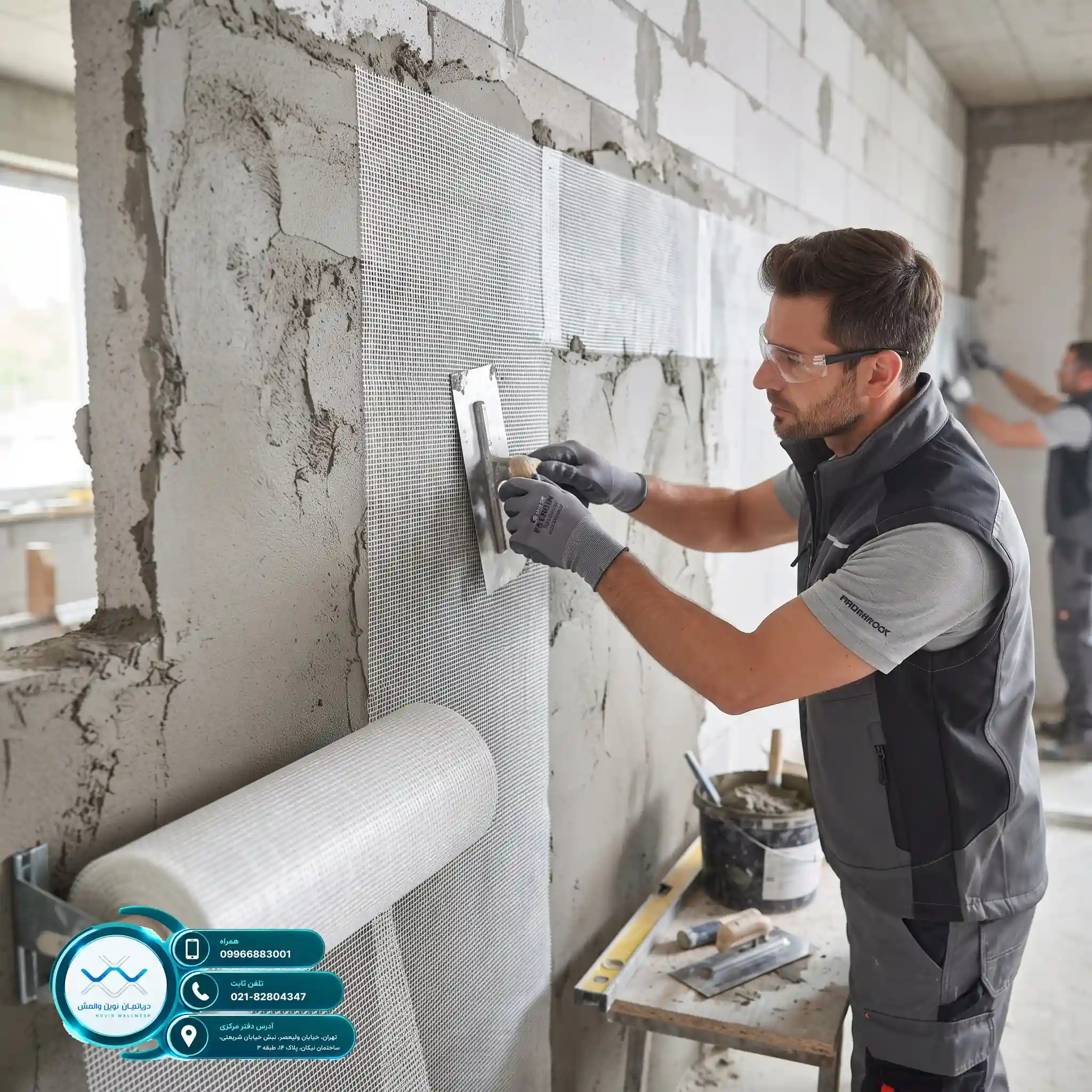 هزینه اجرای وال مش با مش فایبرگلاس Zr-Glass نوین وال مش