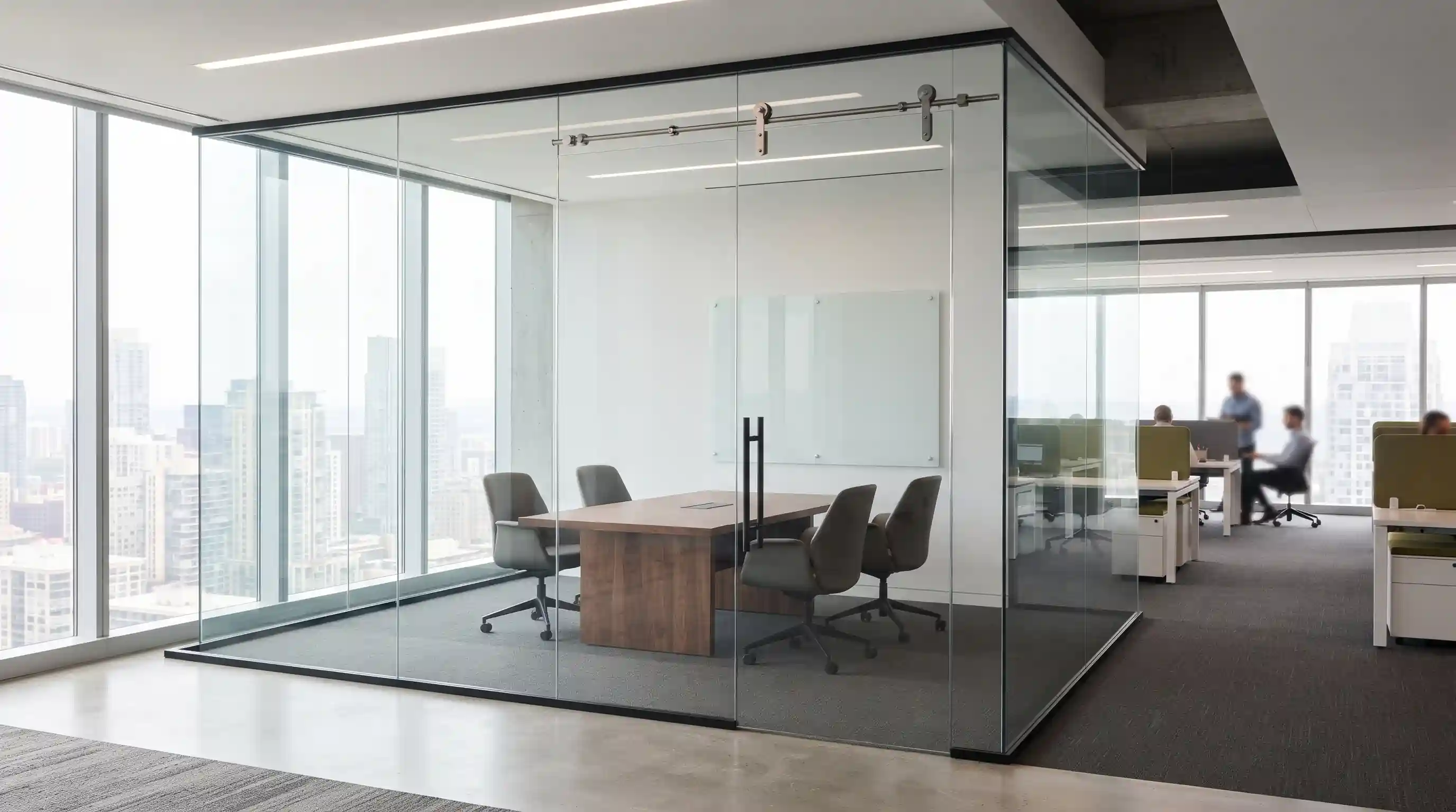 🚪 نقش نوع درب و مکانیزمهای بازشو در قیمت پارتیشن شیشهای