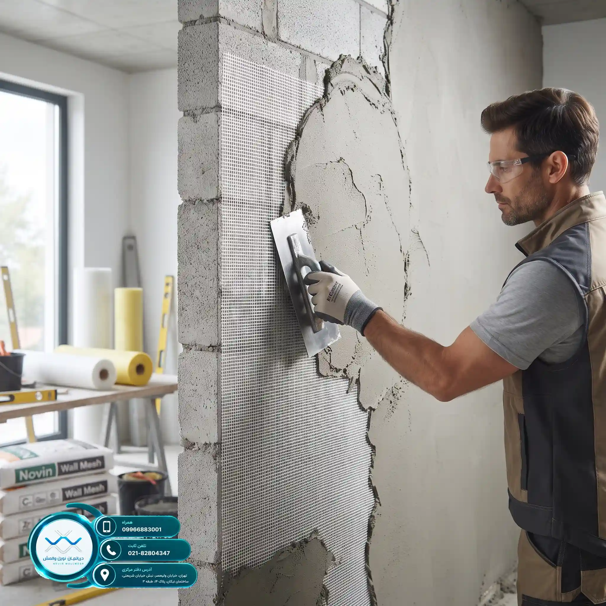 هزینه اجرای وال مش با مش فایبرگلاس E-Glass بهینه