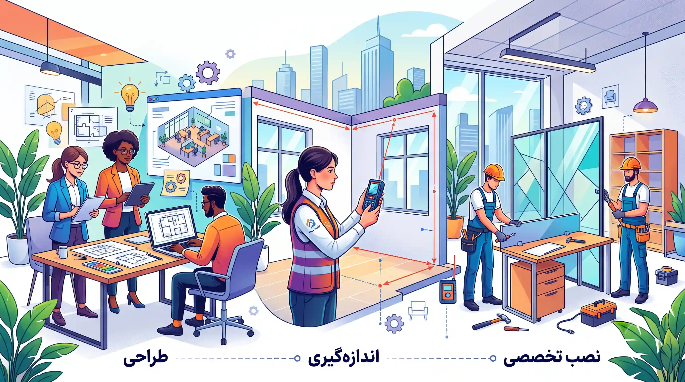 🛠️ مراحل طراحی، اندازه&zwnj;گیری و نصب تخصصی توسط اداری سازه