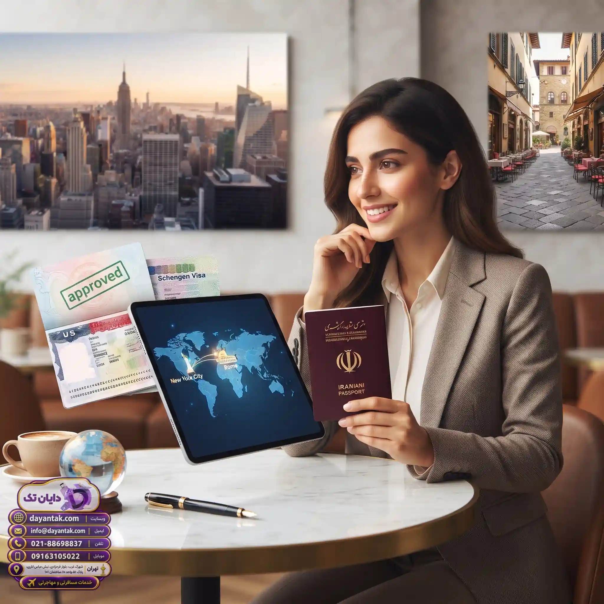 مجموعه قیمت و شرایط ویزای آمریکا و اروپا