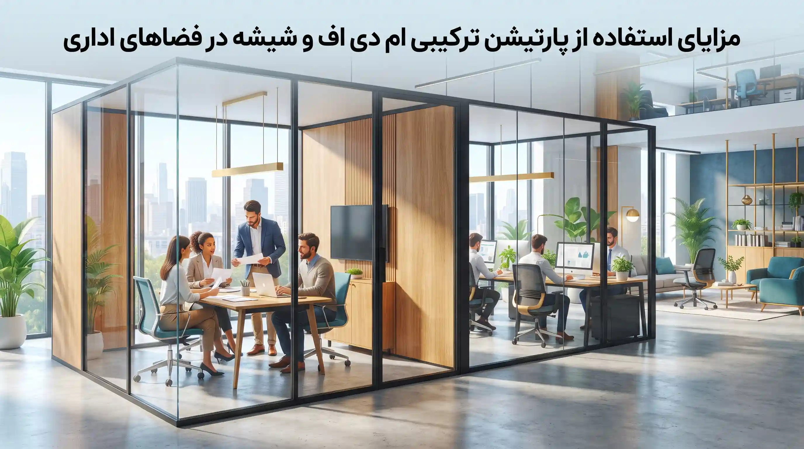 💼 مزایای استفاده از پارتیشن ترکیبی ام دی اف و شیشه در فضاهای اداری