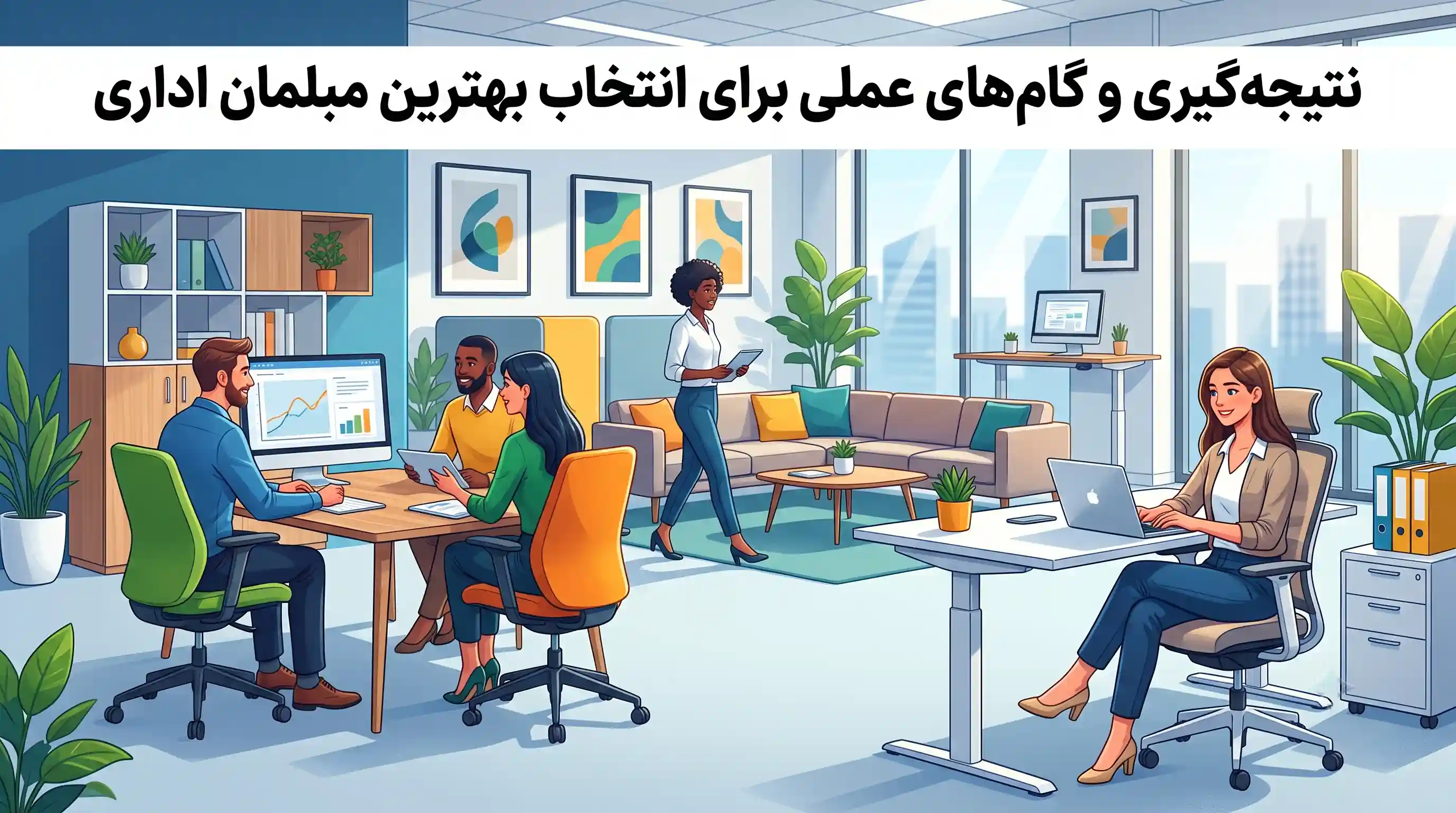 🏁 نتیجه&zwnj;گیری و گام&zwnj;های عملی برای انتخاب بهترین مبلمان اداری