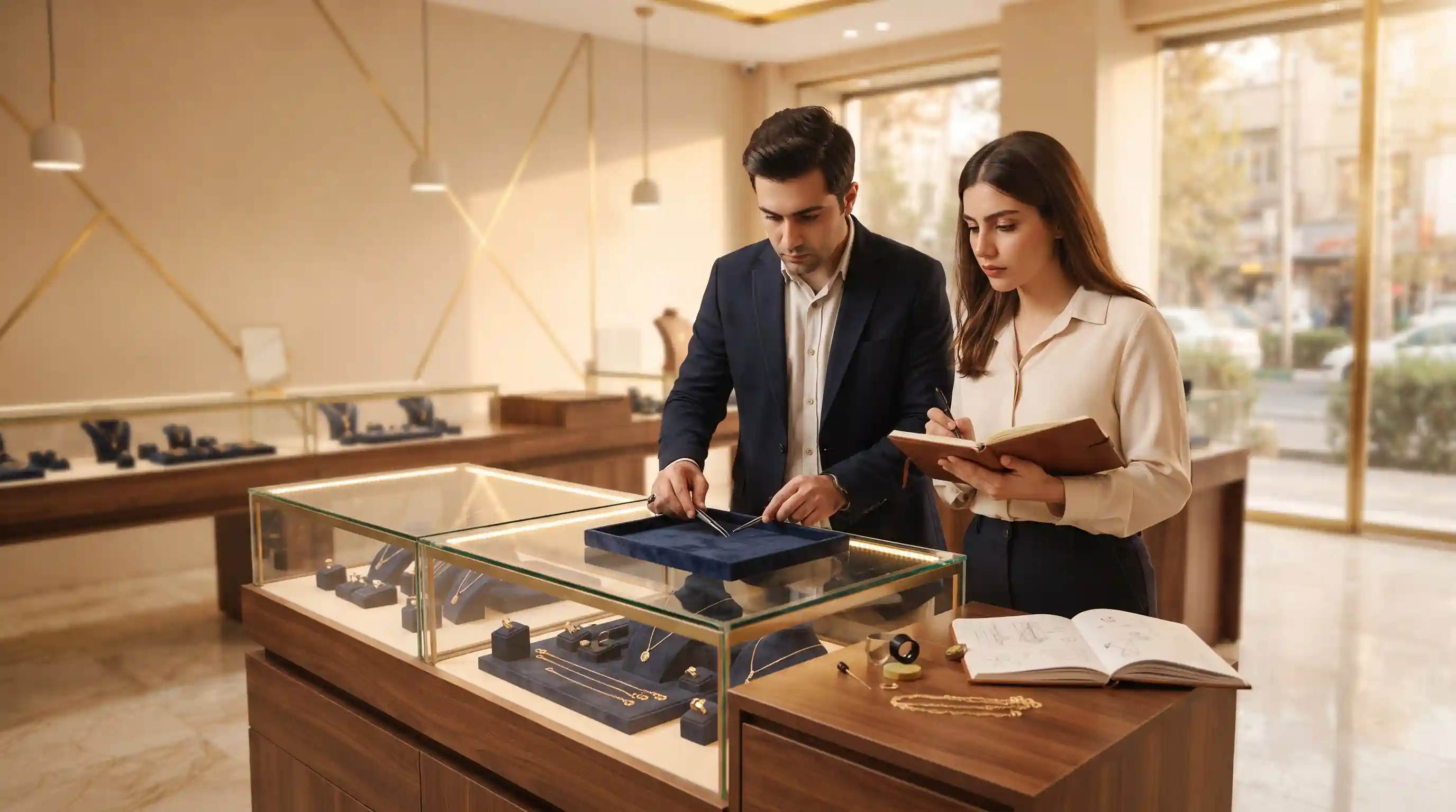 📐 اصول مهندسی فضا و ارگونومی ویترین طلا