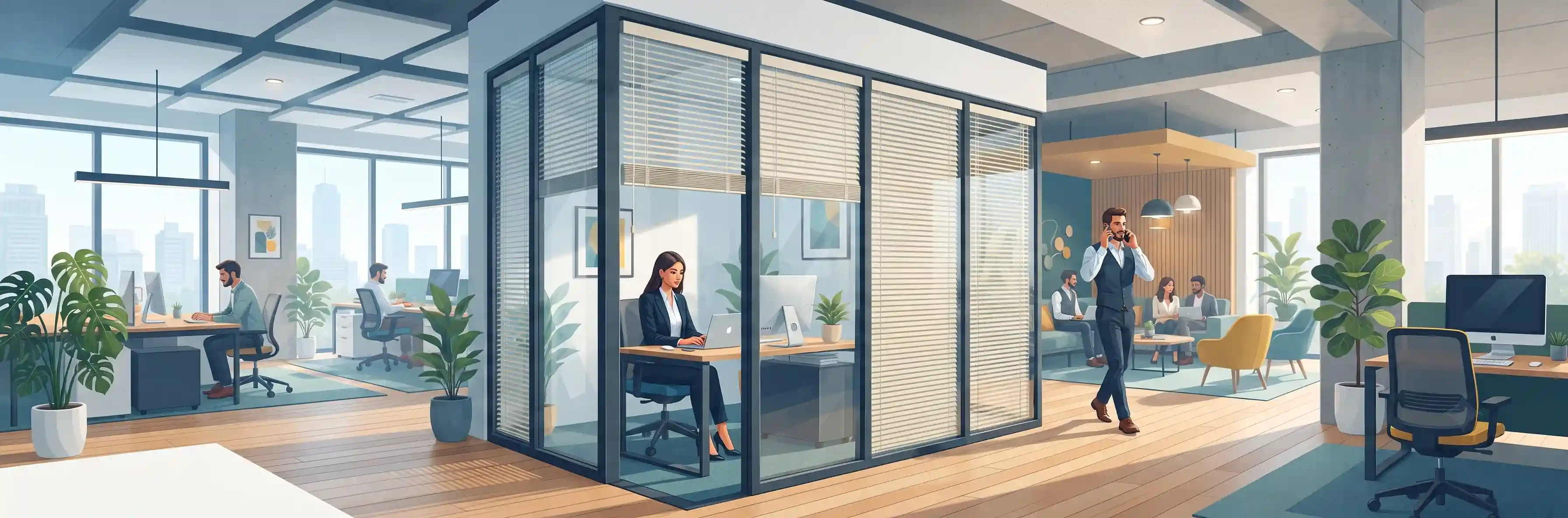 🏢 اهمیت طراحی و اجرای پارتیشن دوجداره کرکره دار در فضاهای اداری مدرن