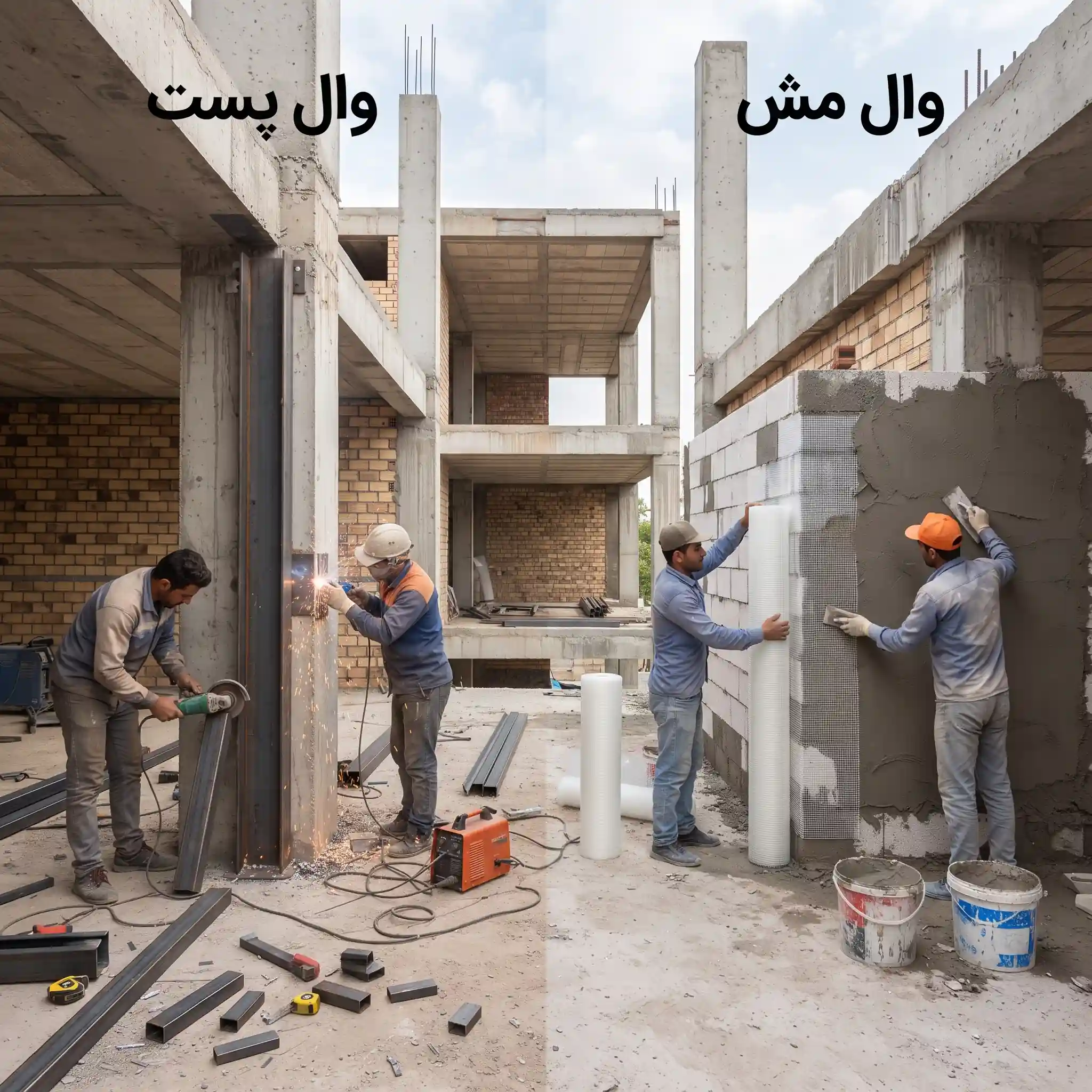 نقش تفاوت وال مش و وال پست در سرعت اجرای ساختمان چیست؟