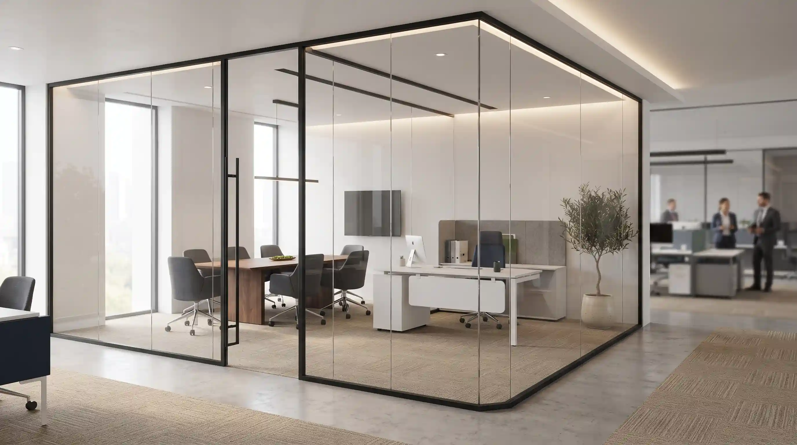 ✨ اصول مهندسی نور و تاثیر آن بر شفافیت پارتیشن‌های فریم لس