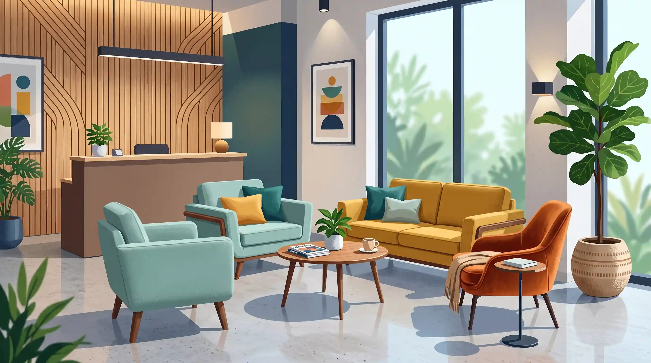 🛋️ مبلمان اداری راحتی و نیم‌ست‌های مدرن برای لابی کوچک