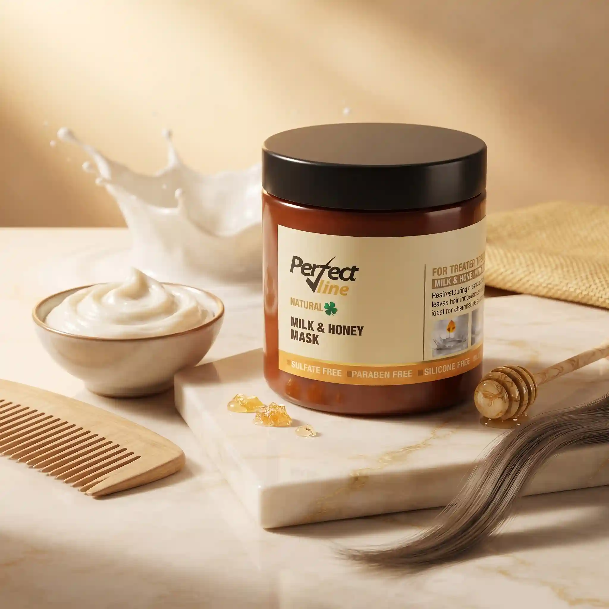 با ماسک موی شیر وعسل پرفکت ﻻین | Perfect Line Milk & Honey Mask از ایجاد موخوره جلوگیری کنید