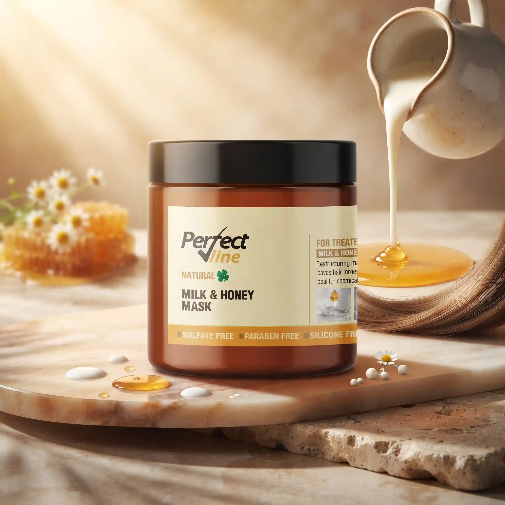 ماسک موی شیر وعسل پرفکت ﻻین | Perfect Line Milk & Honey Mask محافظت کامل در برابر آسیب‌ها