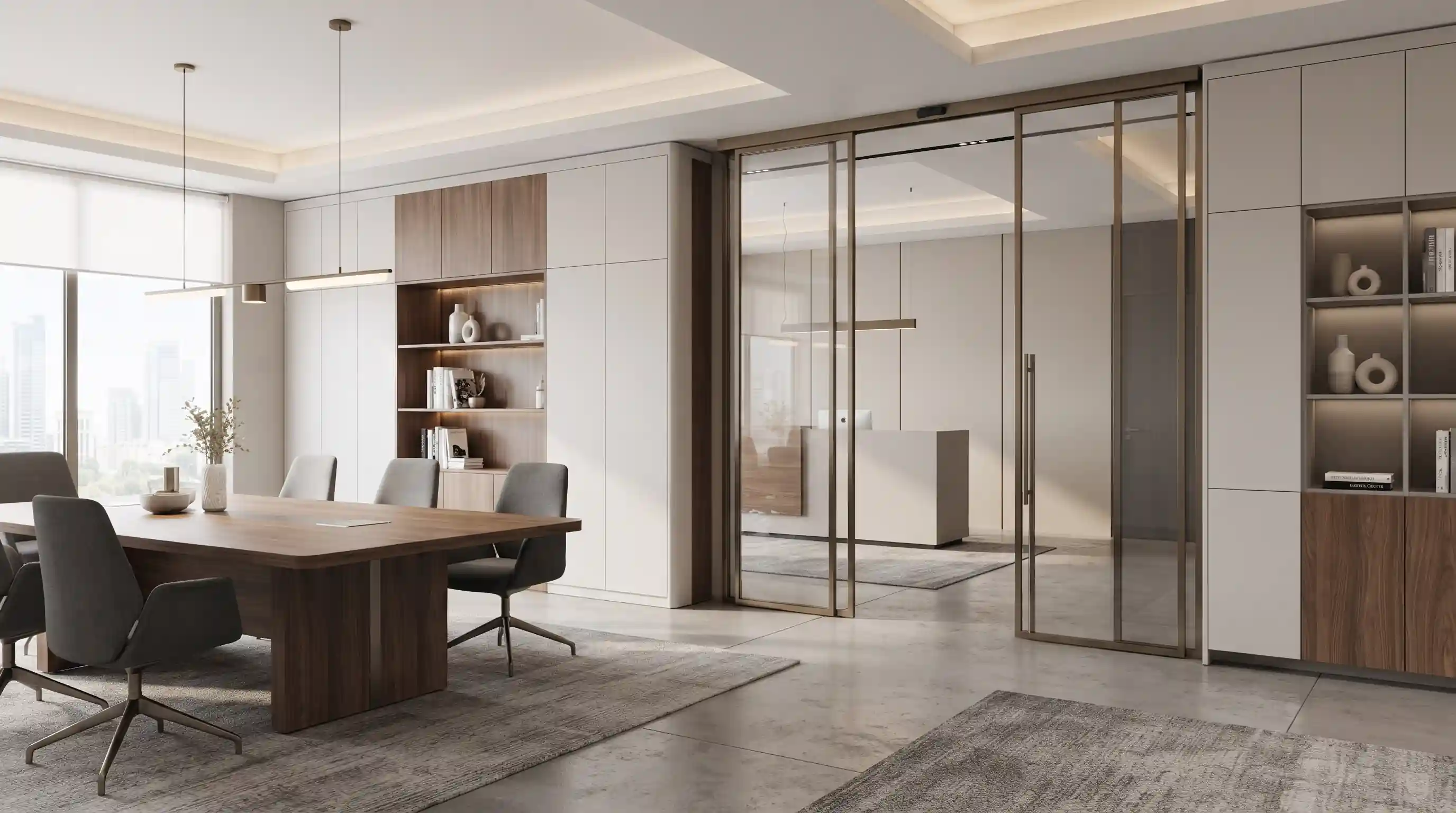 🚪 کابینتهای اداری، میزهای کنفرانس و سیستمهای درب اتوماتیک