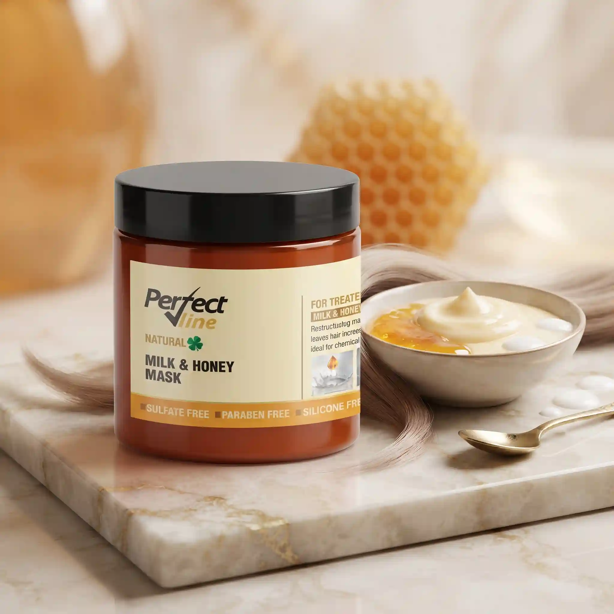 با ماسک موی شیر وعسل پرفکت ﻻین | Perfect Line Milk & Honey Mask حفرههای آسیب مو را پر کنید