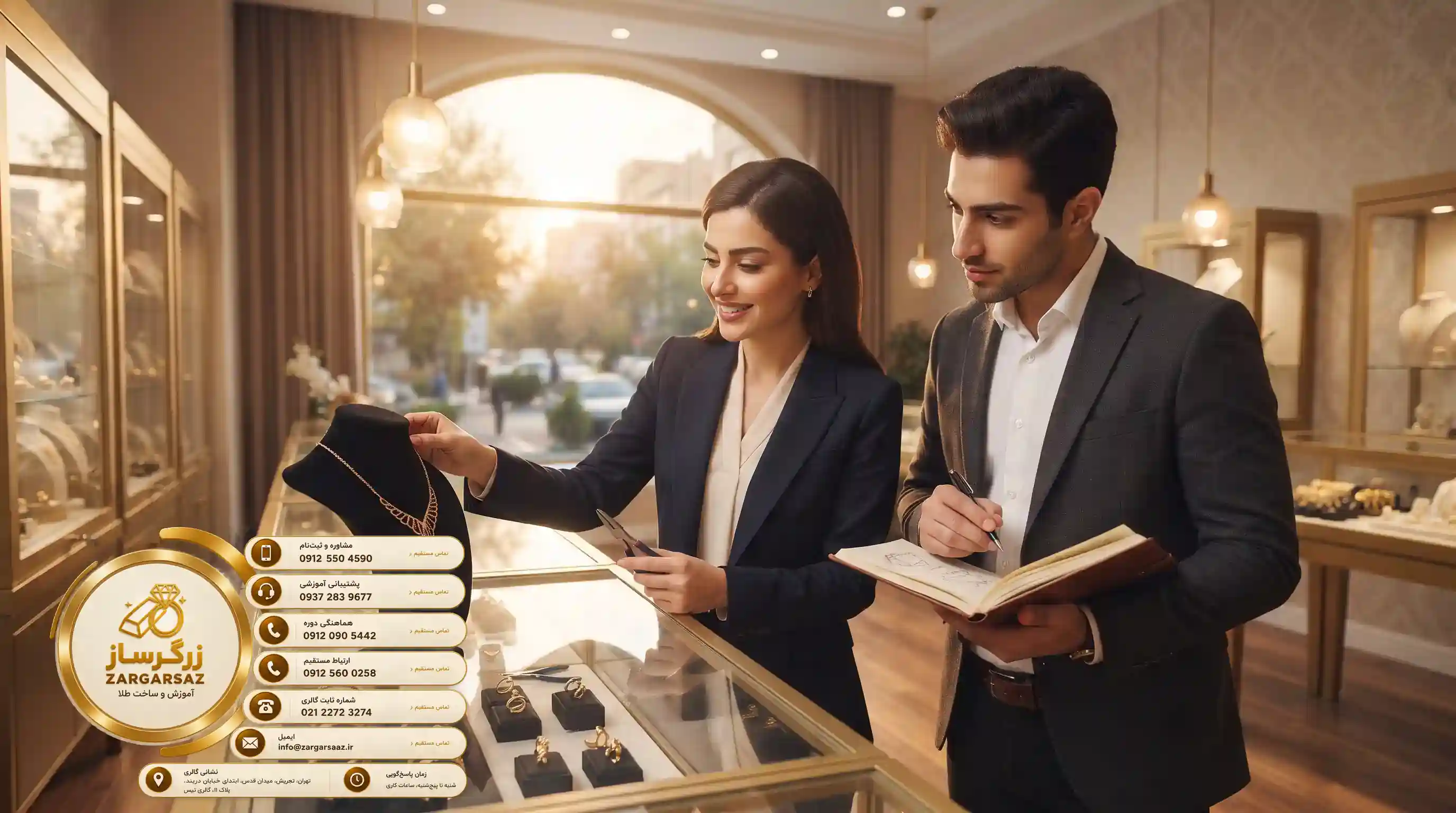 آموزش مدیریت ویترین مغازه در دوره آموزش طلافروشی زرگرساز