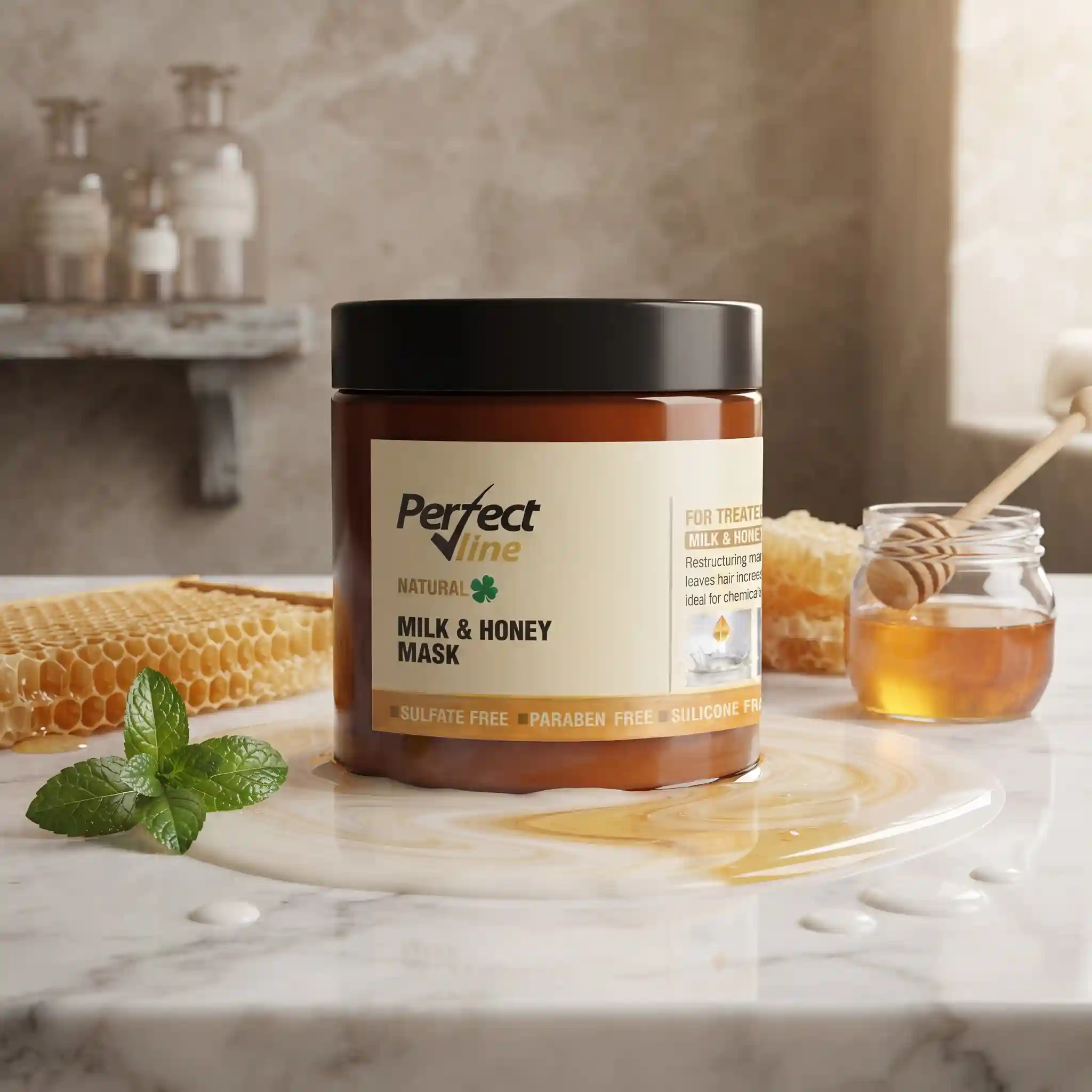 ماسک موی شیر وعسل پرفکت ﻻین | Perfect Line Milk & Honey Mask بدون سولفات، پارابن و نمک مضر