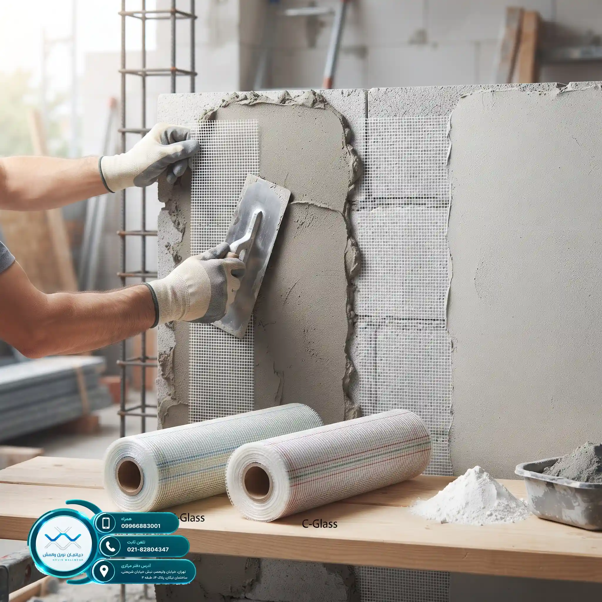 مقایسه هزینه اجرای وال مش با مش فایبرگلاس E-Glass و C-Glass