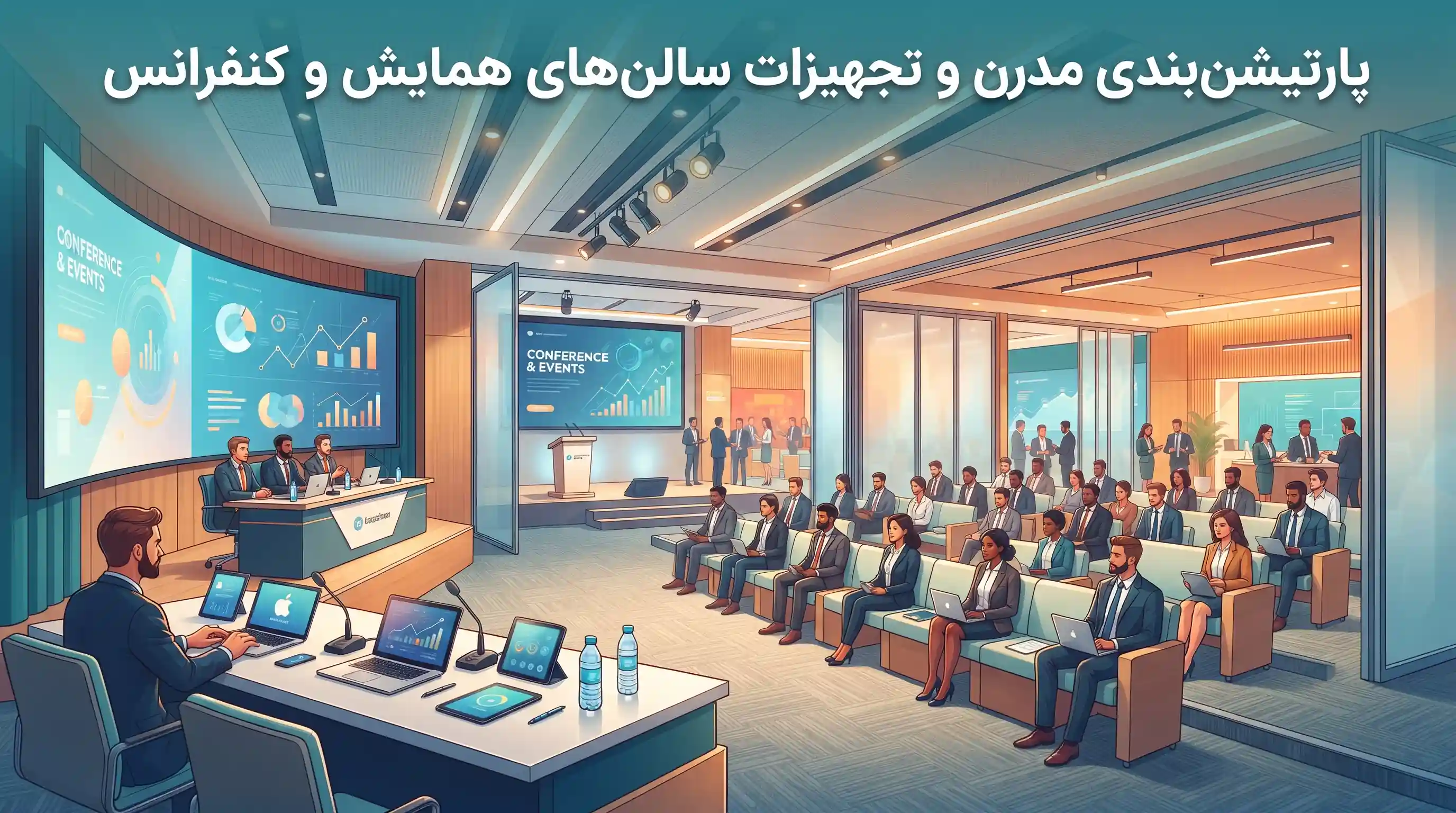 🏢 پارتیشن‌بندی مدرن و تجهیزات سالن‌های همایش و کنفرانس