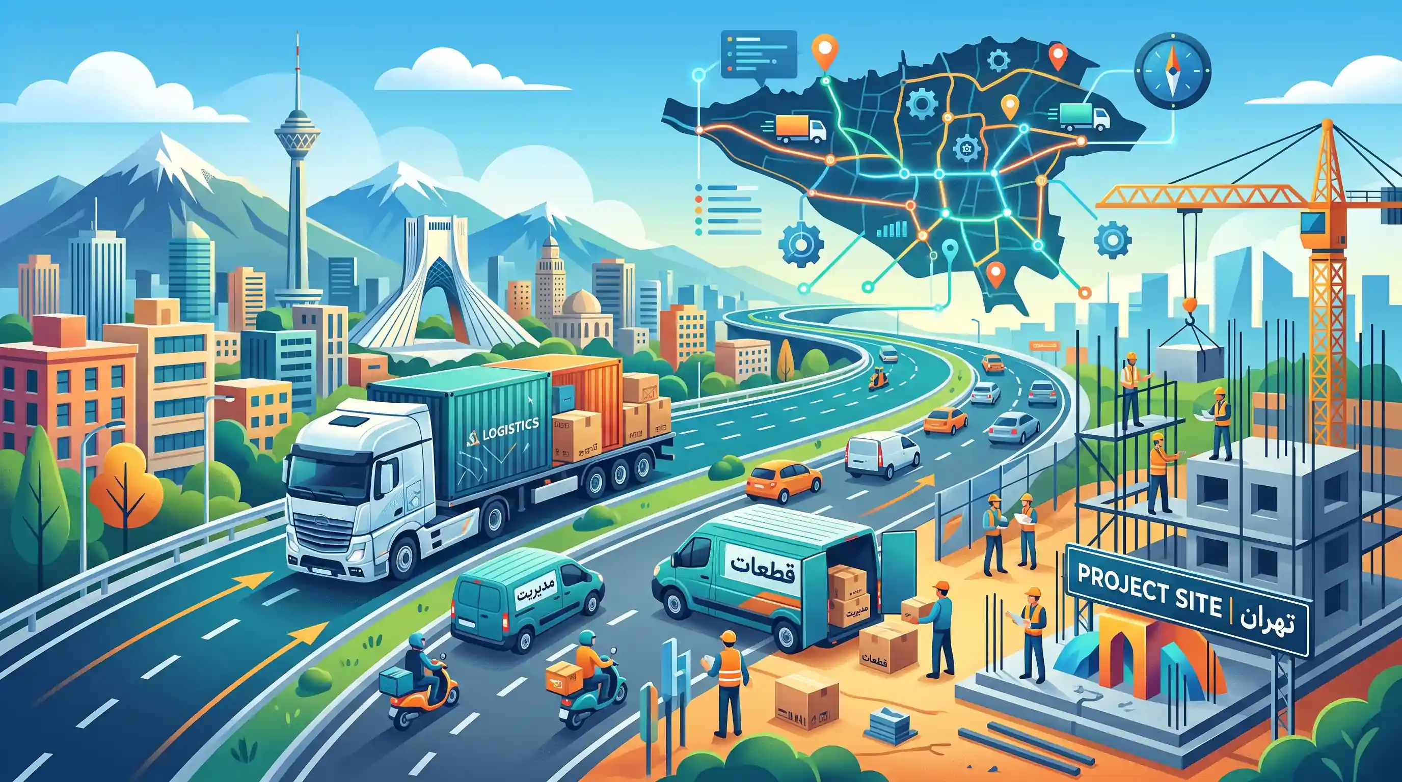 🚚 مدیریت لوجستیک و ارسال قطعات به محل پروژه در تهران
