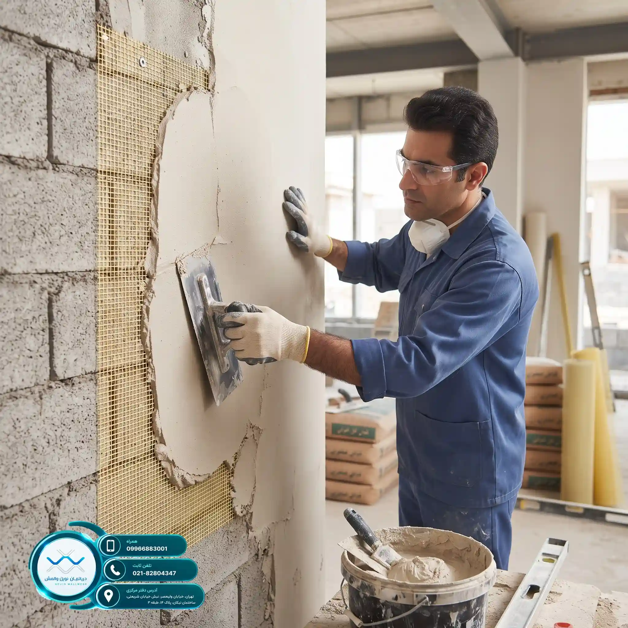 کاهش چشمگیر هزینه اجرای وال مش با پلاستر پایه گچی استاندارد