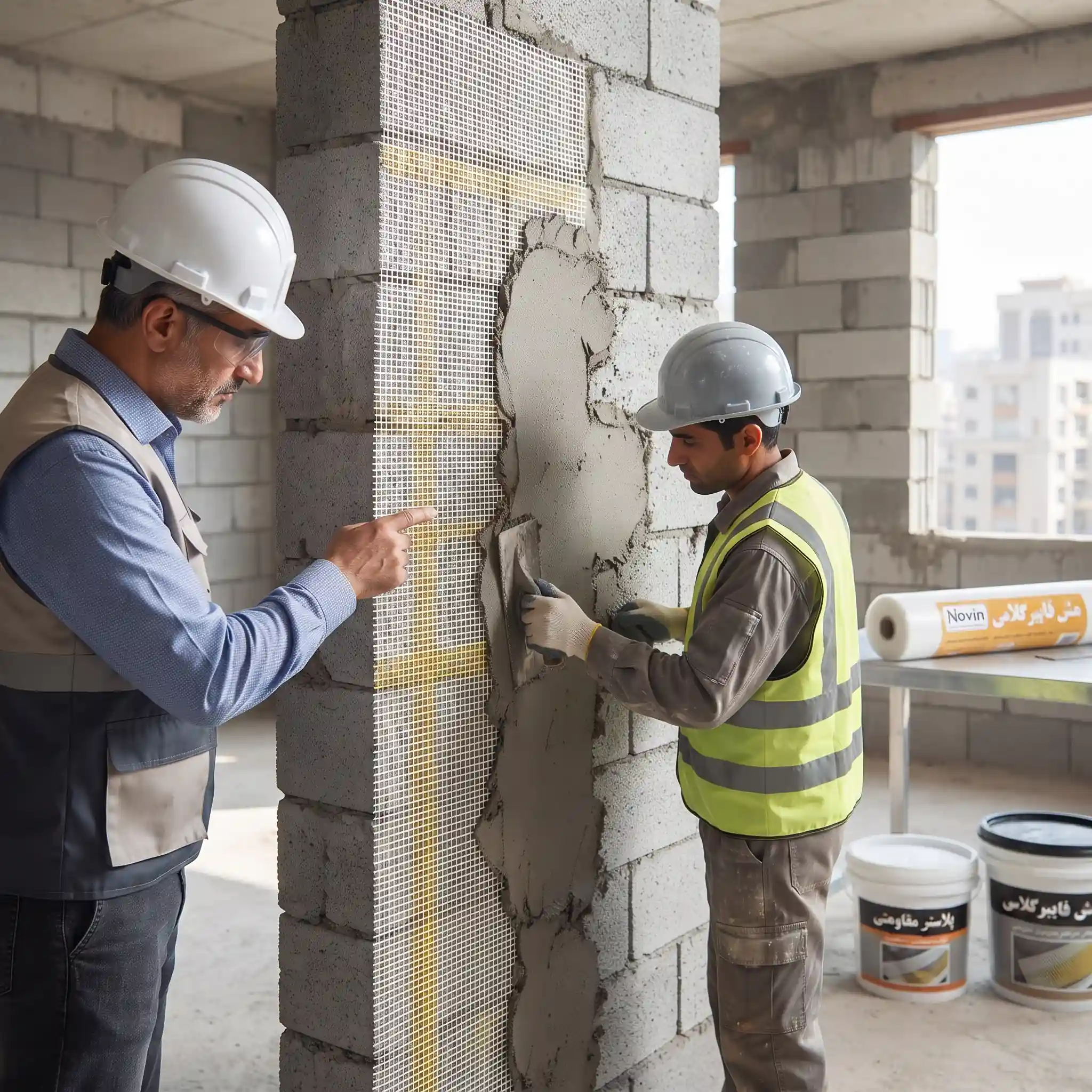 بهترین قیمت مش فایبرگلاس نوین وال مش برای پروژههای عمرانی