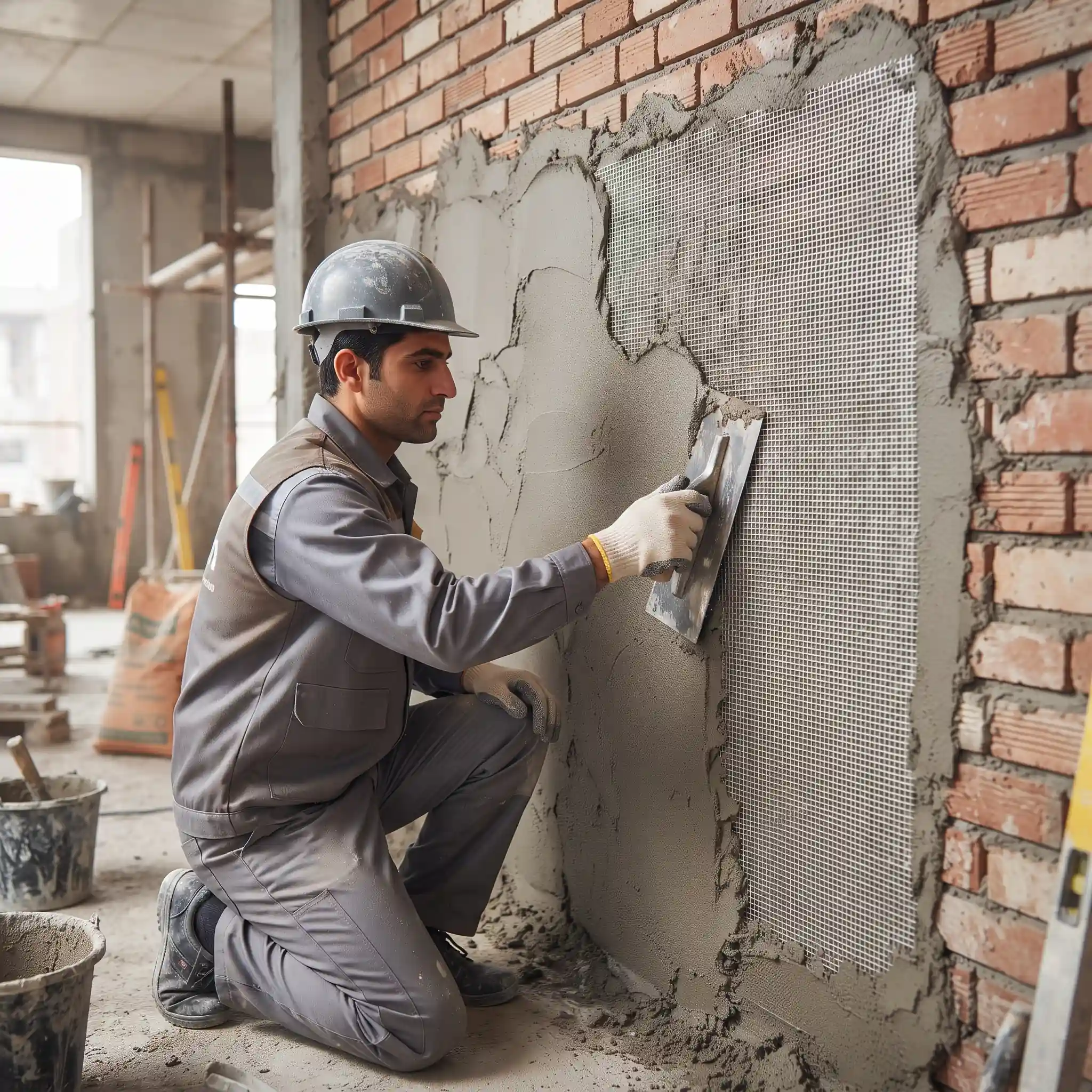 خرید پلاستر پایه سیمانی نوین وال مش برای دیوار و طول عمر دیوارها