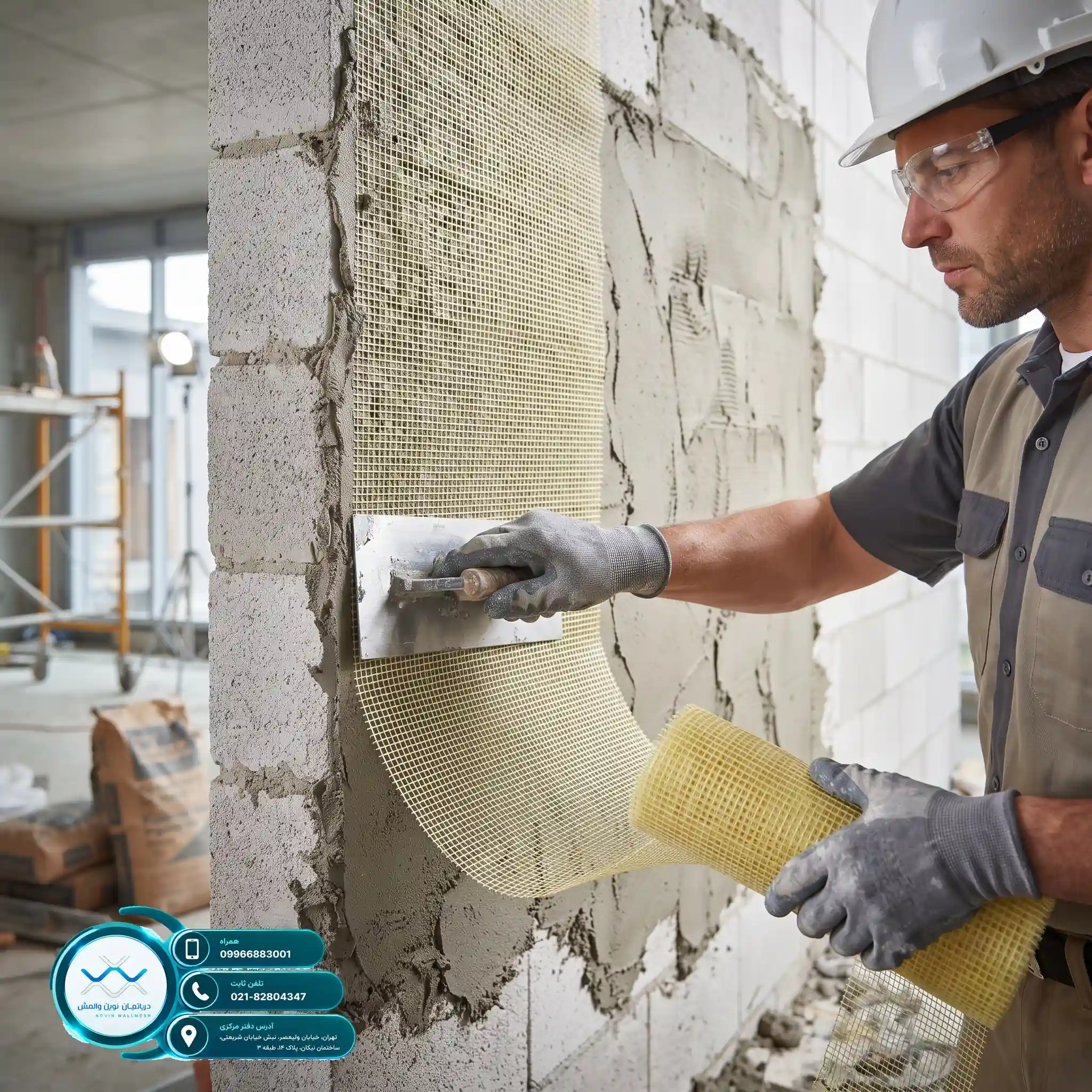 کاهش هزینه اجرای وال مش با مش فایبرگلاس C-Glass مقاوم و بادوام