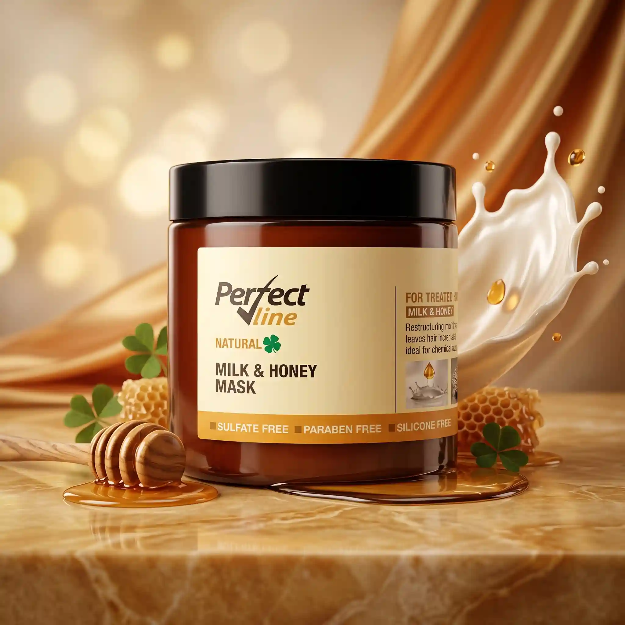 با ماسک موی شیر وعسل پرفکت ﻻین | Perfect Line Milk & Honey Mask طول عمر تراپی مو را حفظ کنید