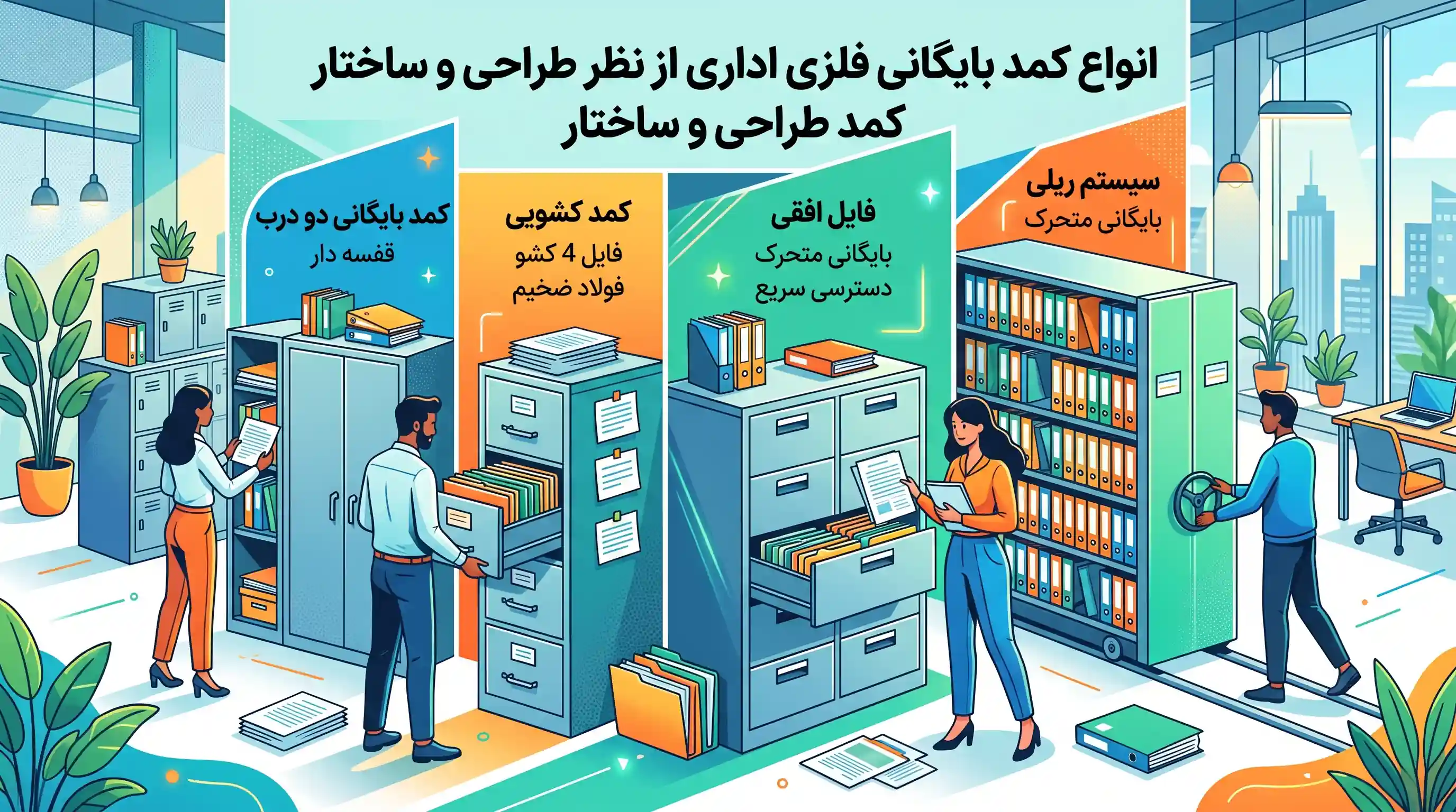 🛠️ انواع کمد بایگانی فلزی اداری از نظر طراحی و ساختار
