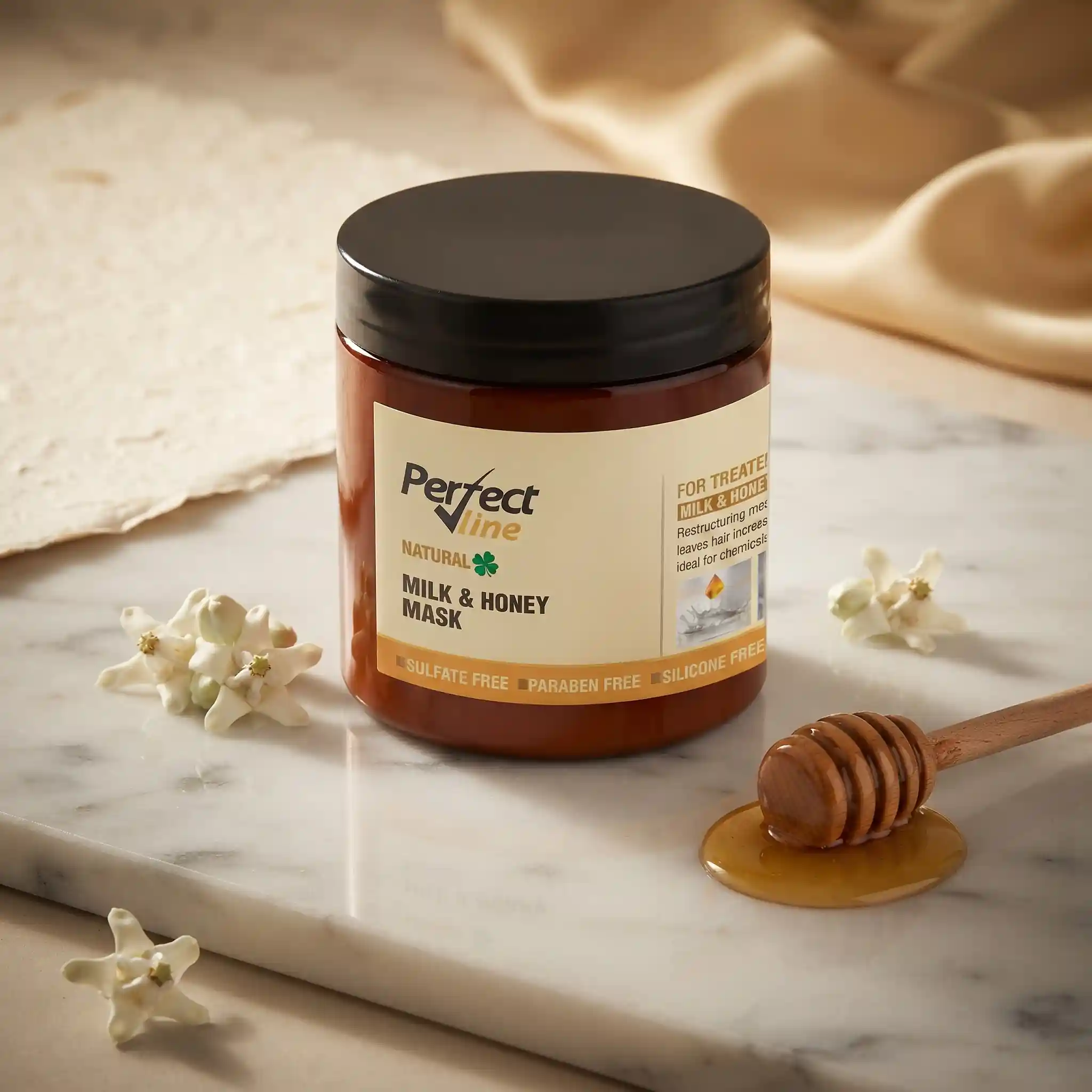 با ماسک موی شیر وعسل پرفکت ﻻین | Perfect Line Milk & Honey Mask زبری موهای خود را کاملاً رفع کنید
