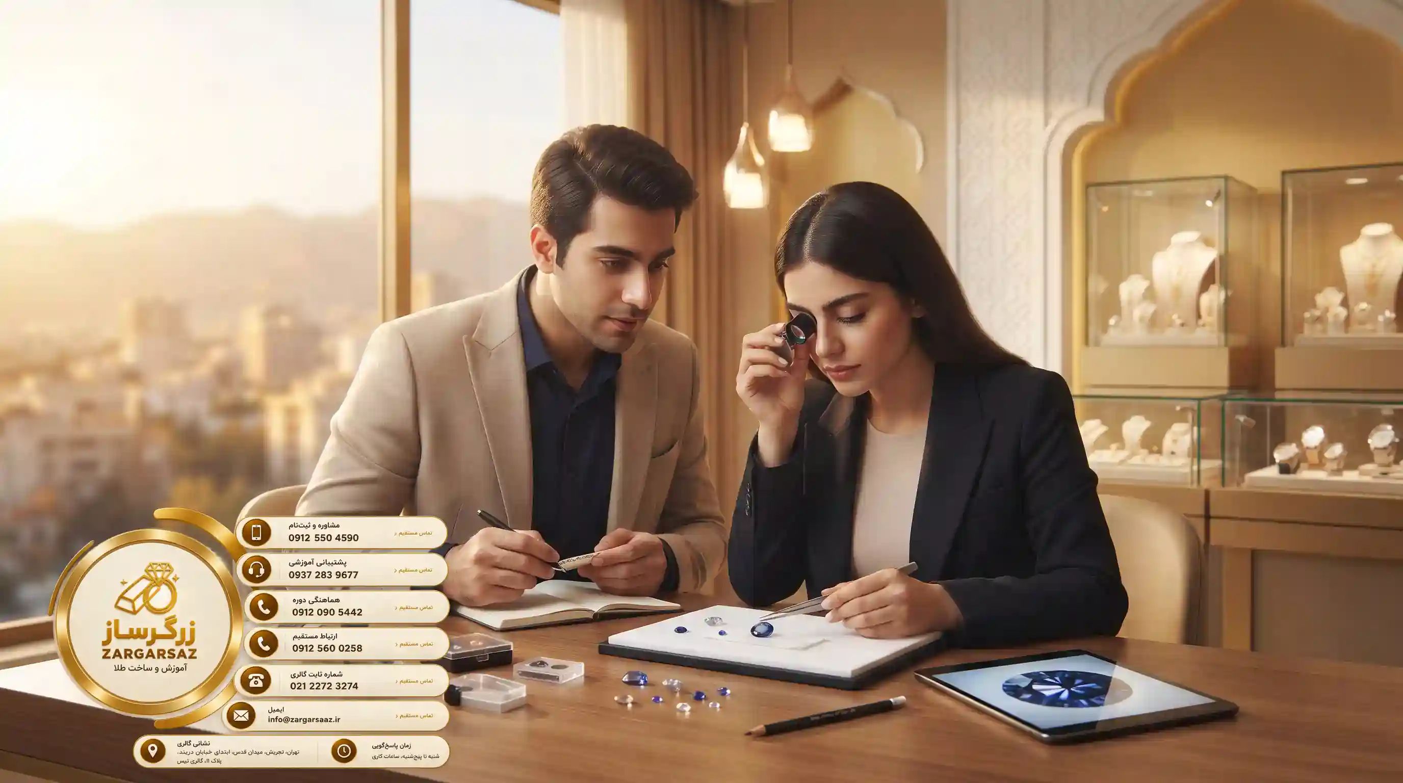 🔍 روشهای تشخیص گوهرها در دوره آموزش طلافروشی زرگرساز