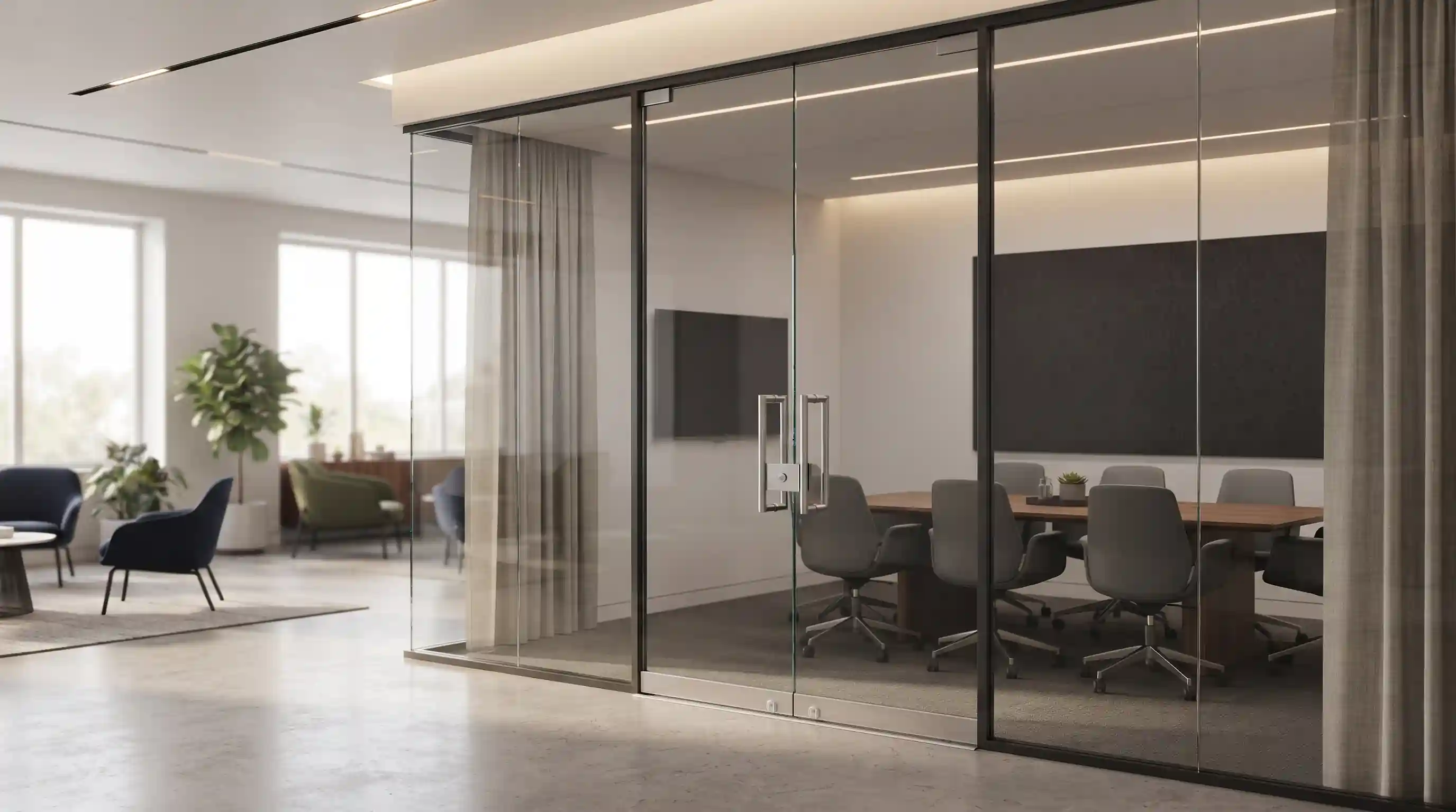 🚪 درب‌های شیشه‌ای فریم لس و چالش‌های آکوستیک آن