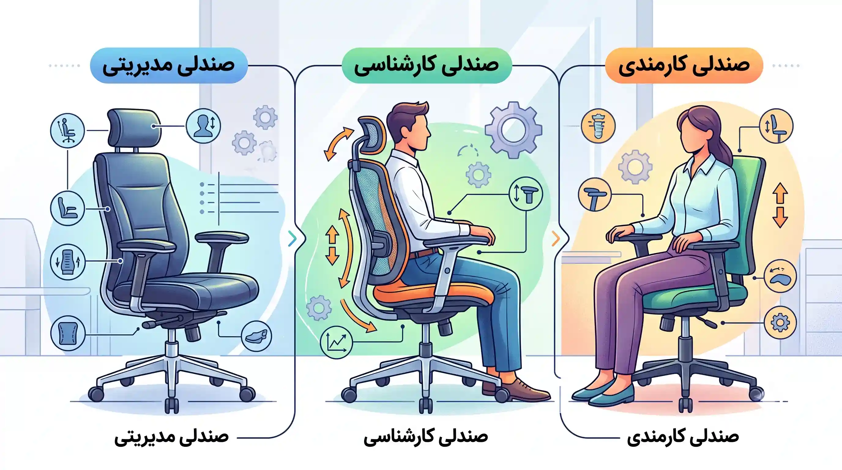 🏢 کاربرد صندلی‌های ارگونومیک در بخش‌های مختلف سازمان